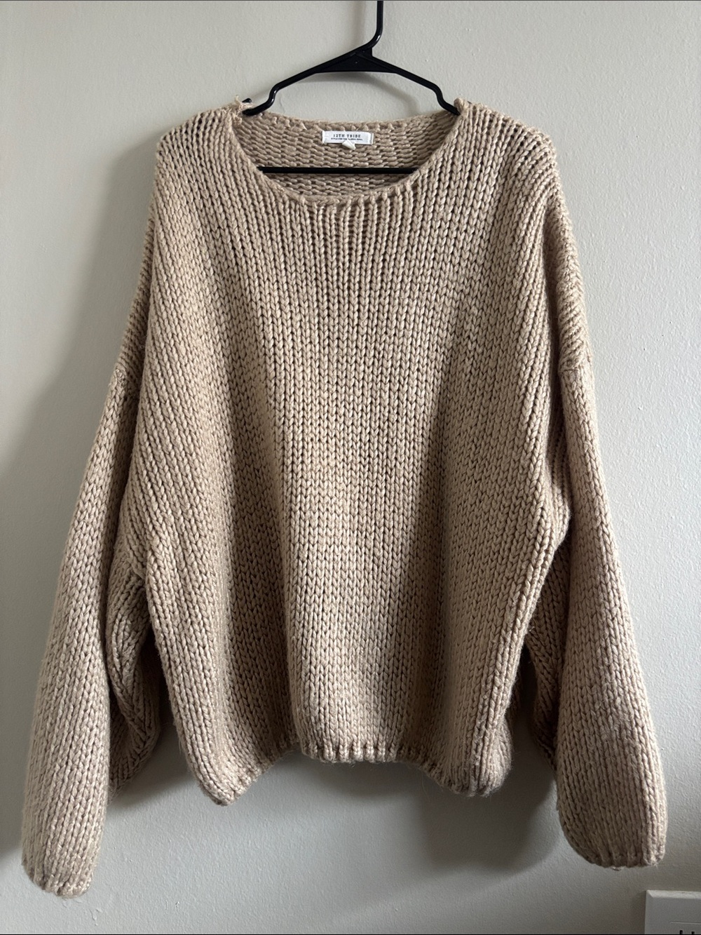 12th Tribe Chunky Crewneck Sweater in Light Beige